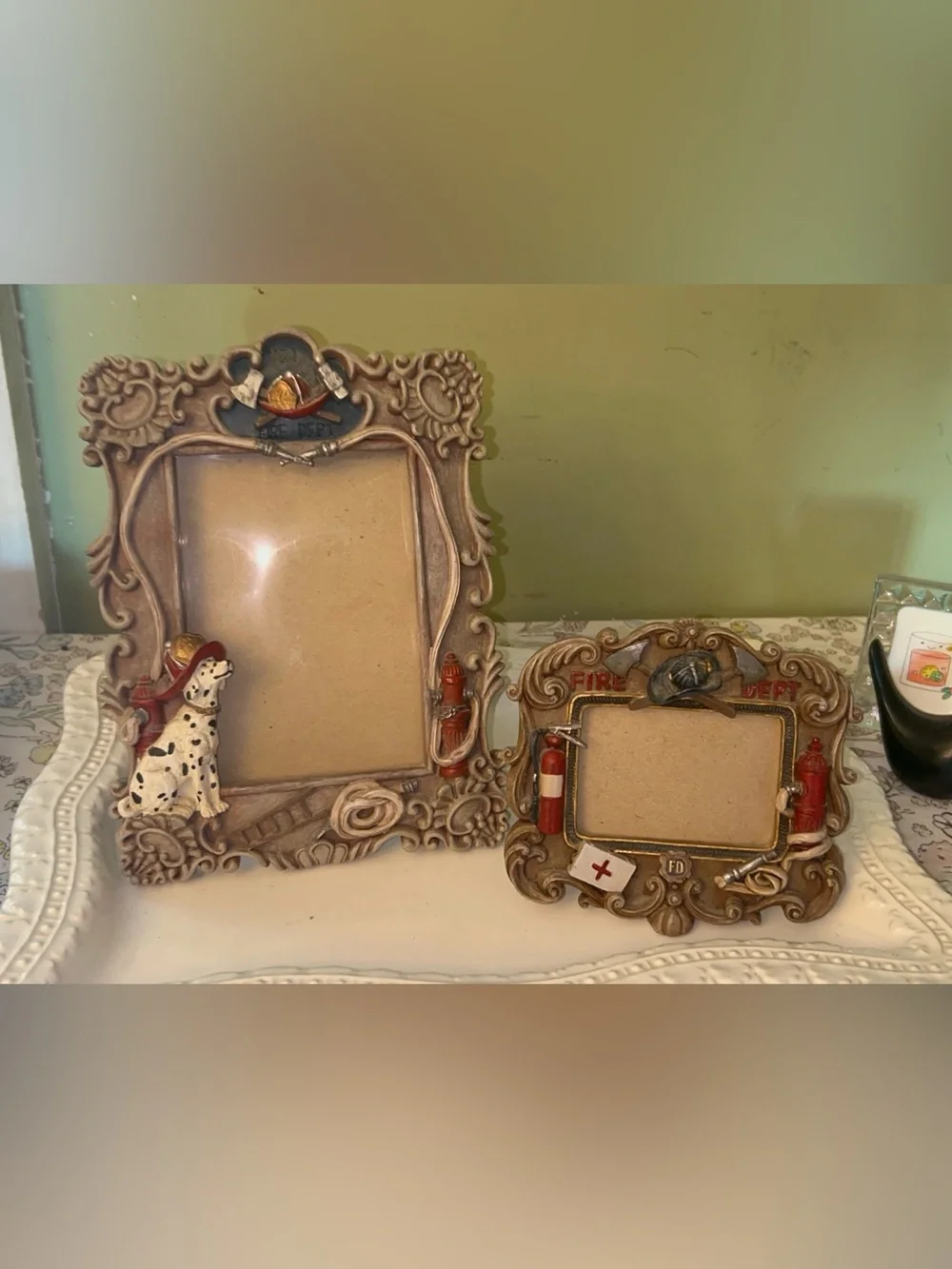 Vintage Vanmark Firefighter picture frames 
